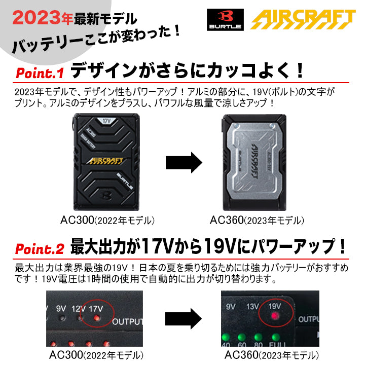 バートルバートル エアークラフトAC360 AC370 バッテリーファンセット